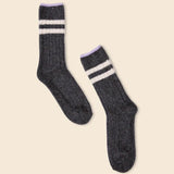 Dicke Stricksocken aus Wolle • Grau mit Streifen