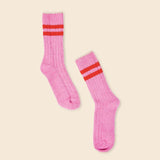 Dicke Stricksocken aus Wolle • Pink