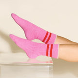 Dicke Stricksocken aus Wolle • Pink
