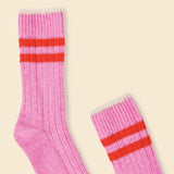 Dicke Stricksocken aus Wolle • Pink