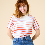 T-Shirt Gestreift aus Bio-Baumwolle | Rot/Lila/Weiß - ROSA ECK Concept Store