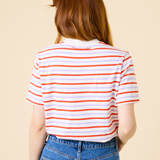 T-Shirt Gestreift aus Bio-Baumwolle | Rot/Lila/Weiß - ROSA ECK Concept Store
