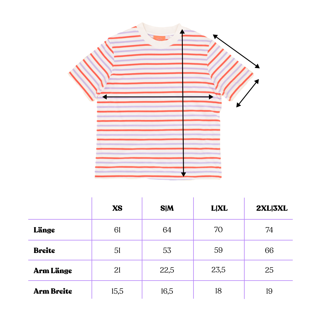 T-Shirt Gestreift aus Bio-Baumwolle | Rot/Lila/Weiß - ROSA ECK Concept Store
