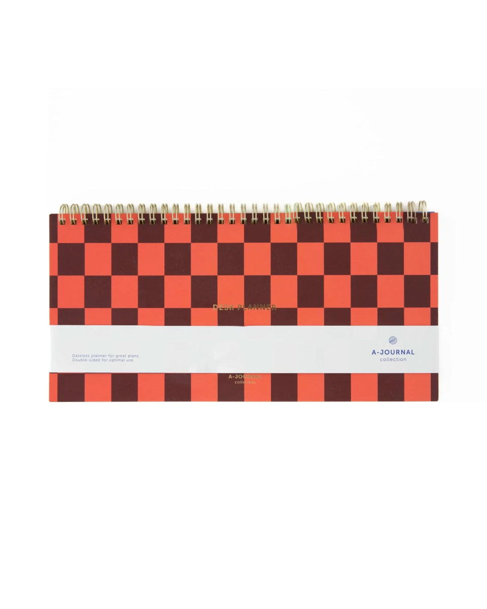 A - Journal - DESK PLANNER Wocheplaner mit Spiralbindung • Checkered - Terminplaner - ROSA ECK Concept Store