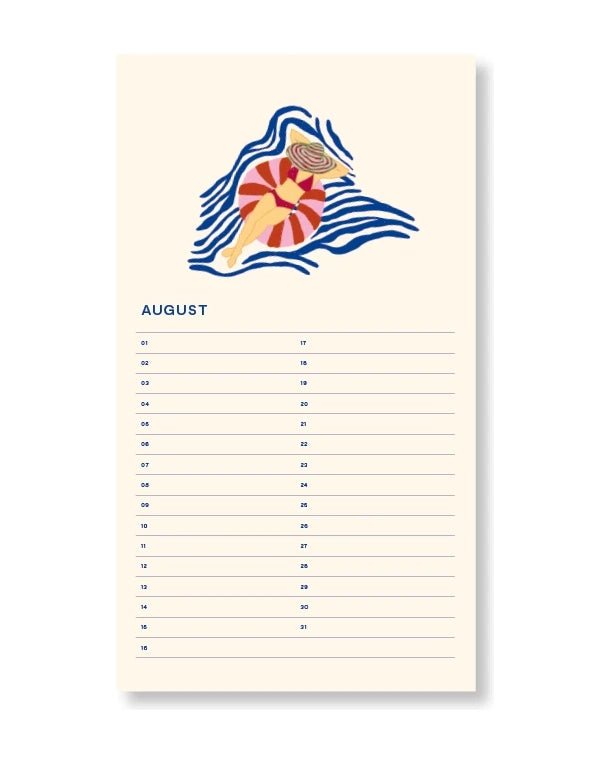 A - Journal Stationery - BIRTHDAY CALENDER Kalender (Undated) Sun - ROSA ECK - Blume, Sonne,