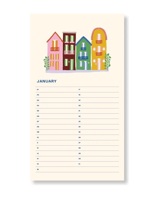 A - Journal Stationery - BIRTHDAY CALENDER Kalender (Undated) Sun - ROSA ECK - Blume, Sonne,