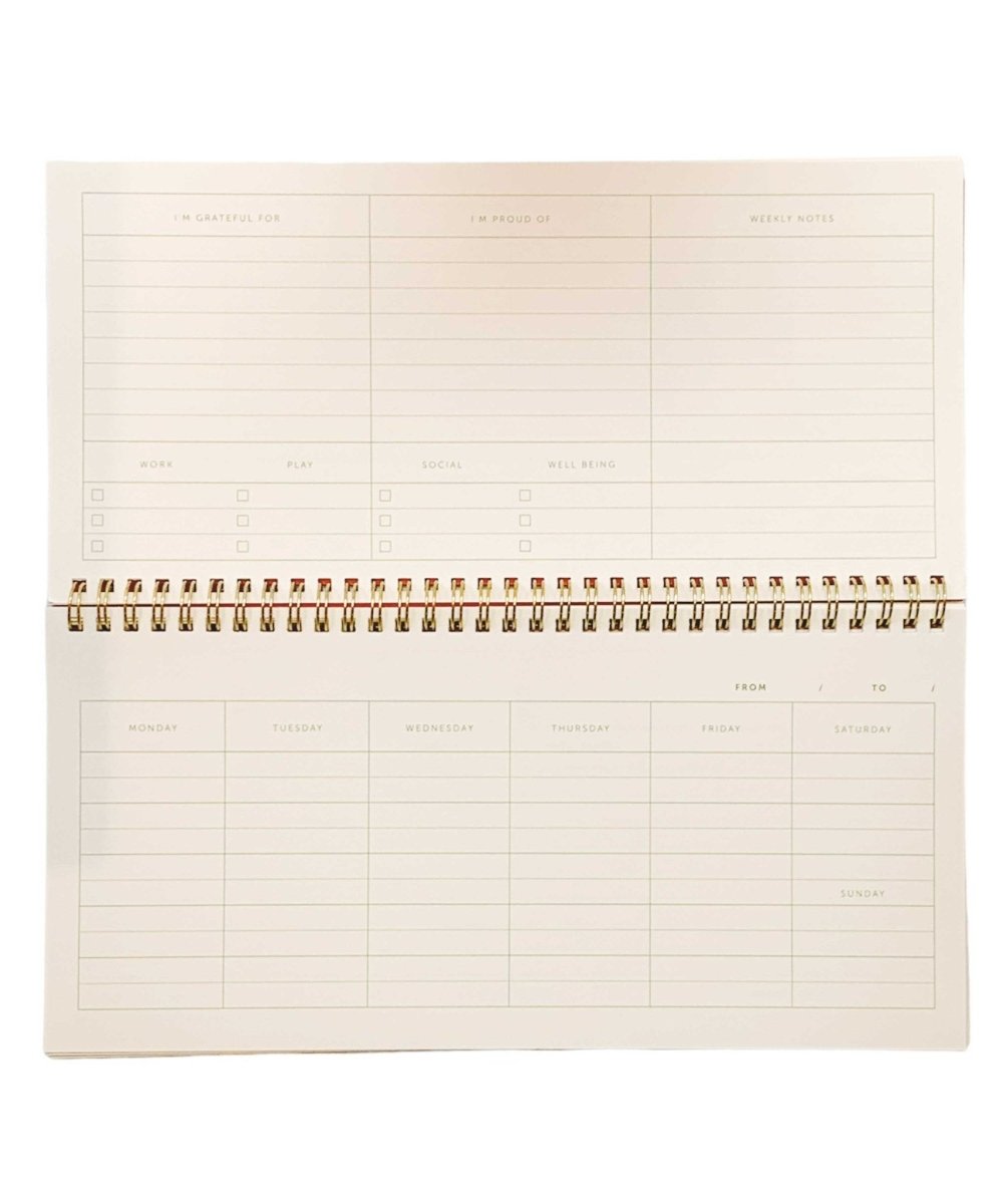 A - Journal Stationery - DESK PLANNER Wochenplaner Streifen Gelb - ROSA ECK - Gelb, Kalender,