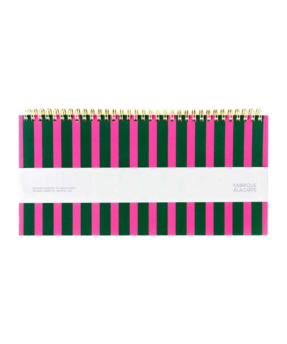 A - Journal Stationery - DESK PLANNER Wochenplaner Streifen Pink/Grün - ROSA ECK - Grün, Kalender, Pink