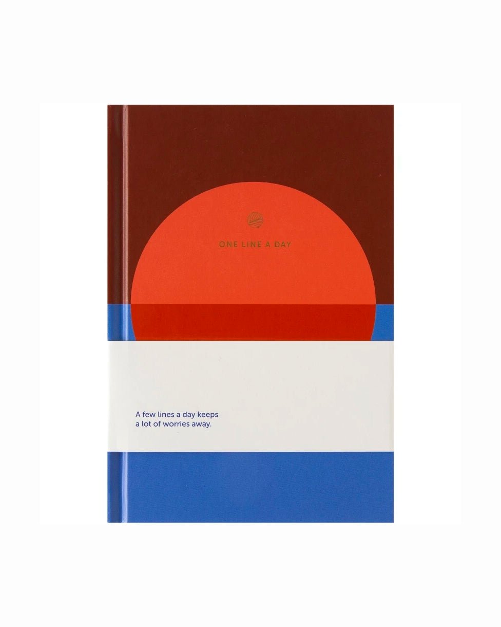 A - Journal Stationery - ONE LINE A DAY Kleines Tagebuch | Circle - Notizbuch - ROSA ECK - Blau, Hardcover, Kreis