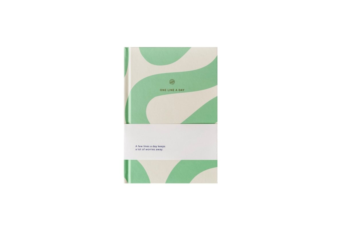 A - Journal Stationery - ONE LINE A DAY Notizbuch Minze - ROSA ECK - Grün, Papier,