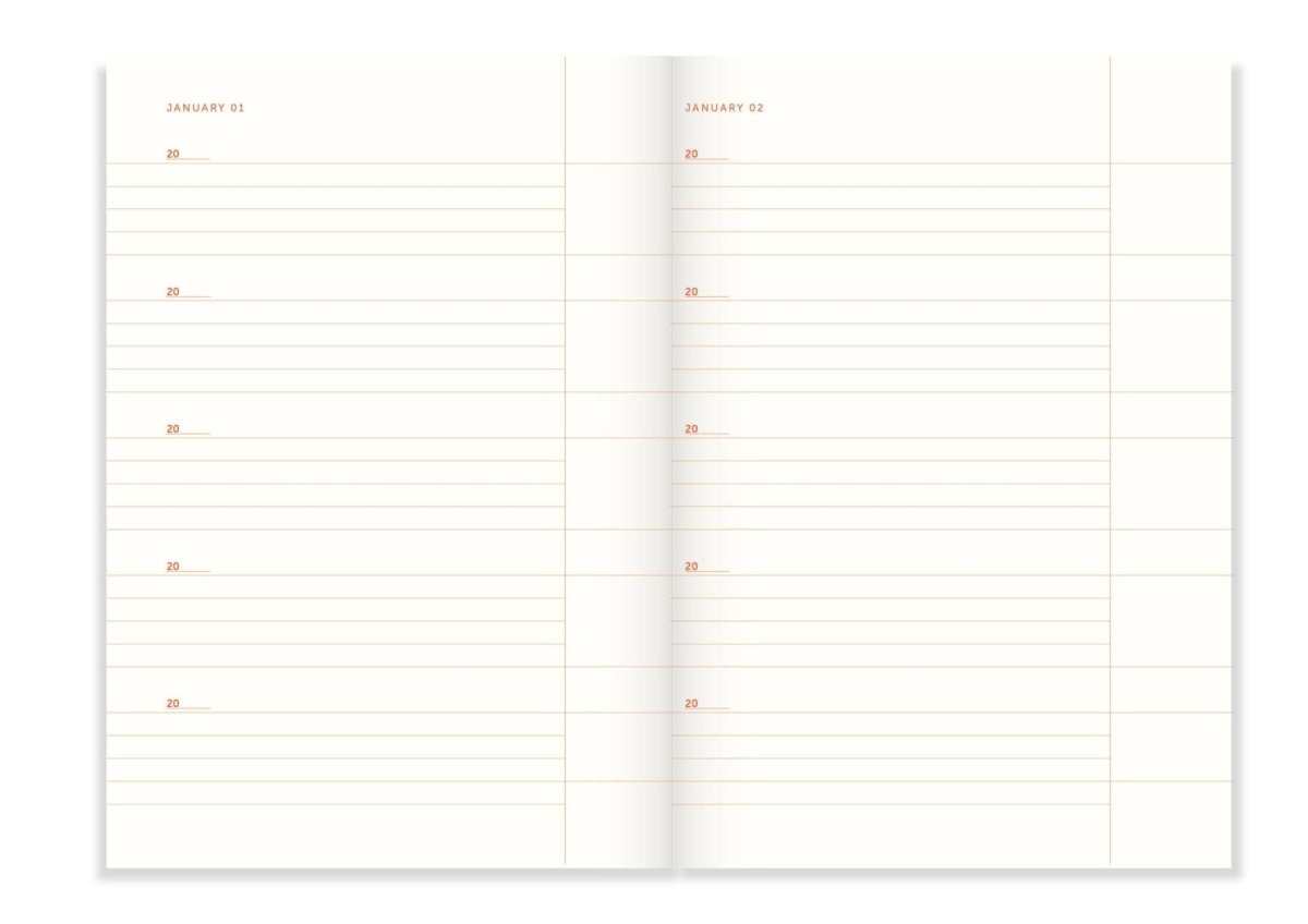 A - Journal Stationery - ONE LINE A DAY Notizbuch Rot/Streifen - ROSA ECK - Papier, Rot,