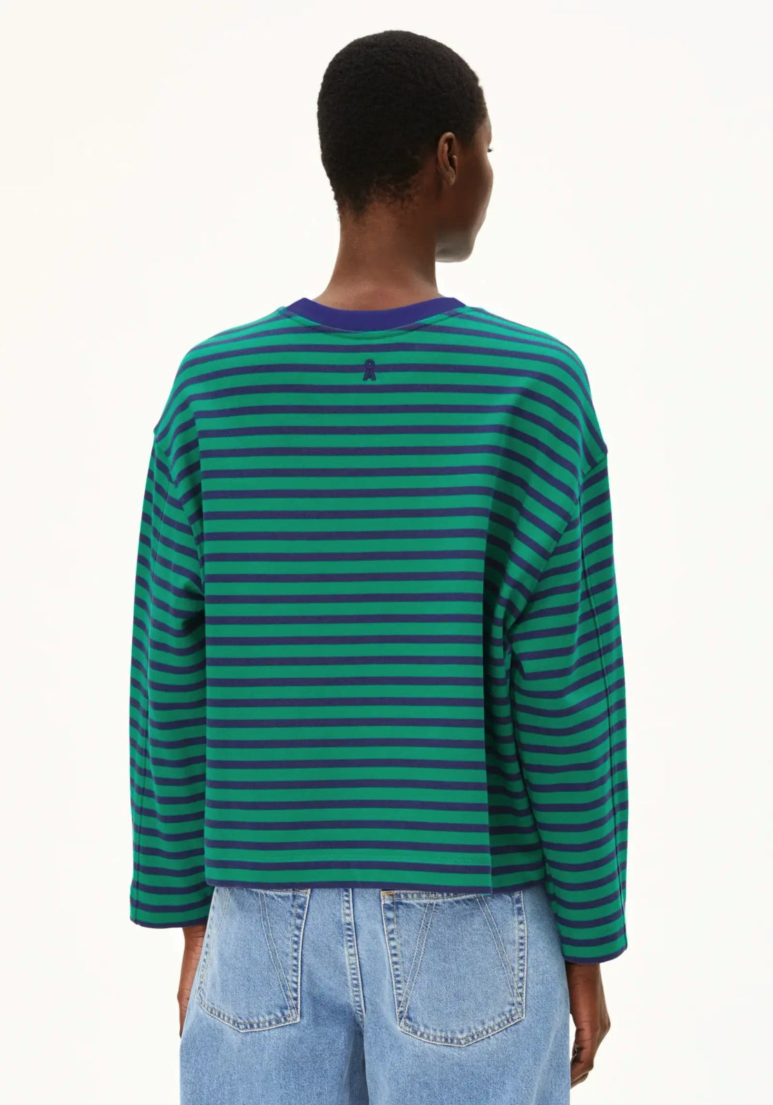 ARMEDANGELS - FRANKAA MAARLEN STRIPE Sweatshirt • emerald green - blue noon - ROSA ECK Concept Store