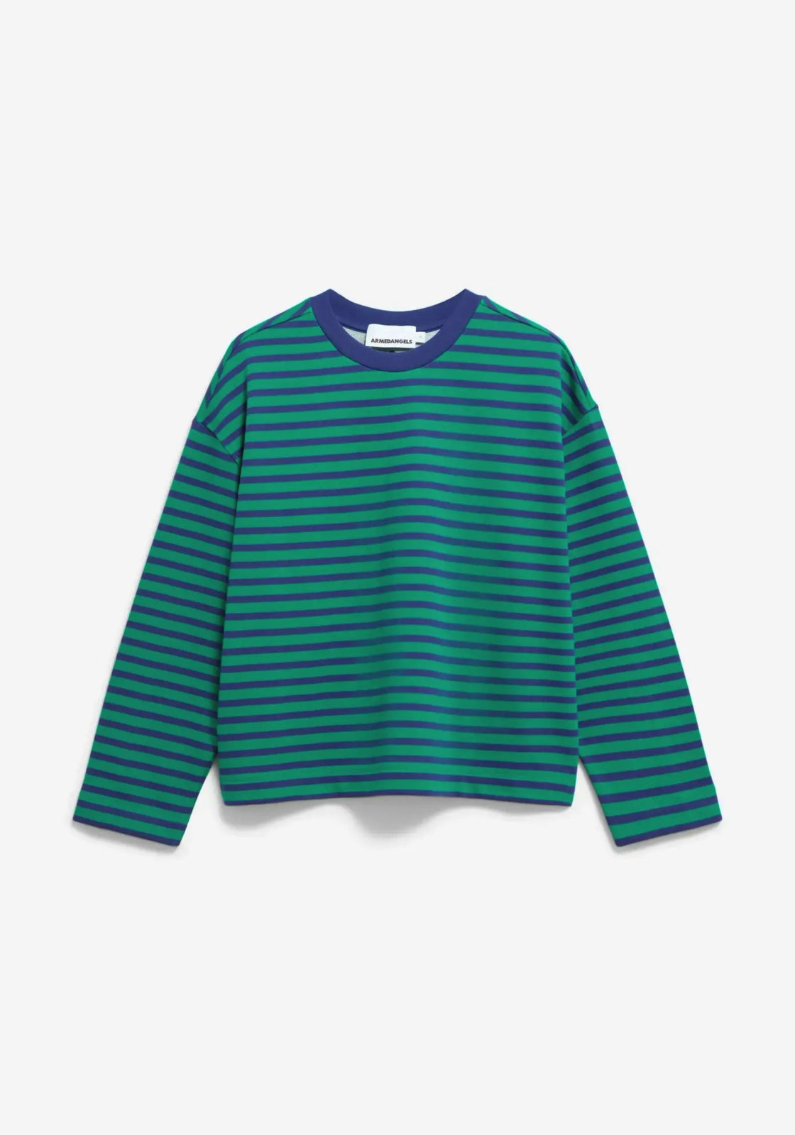 ARMEDANGELS - FRANKAA MAARLEN STRIPE Sweatshirt • emerald green - blue noon - ROSA ECK Concept Store