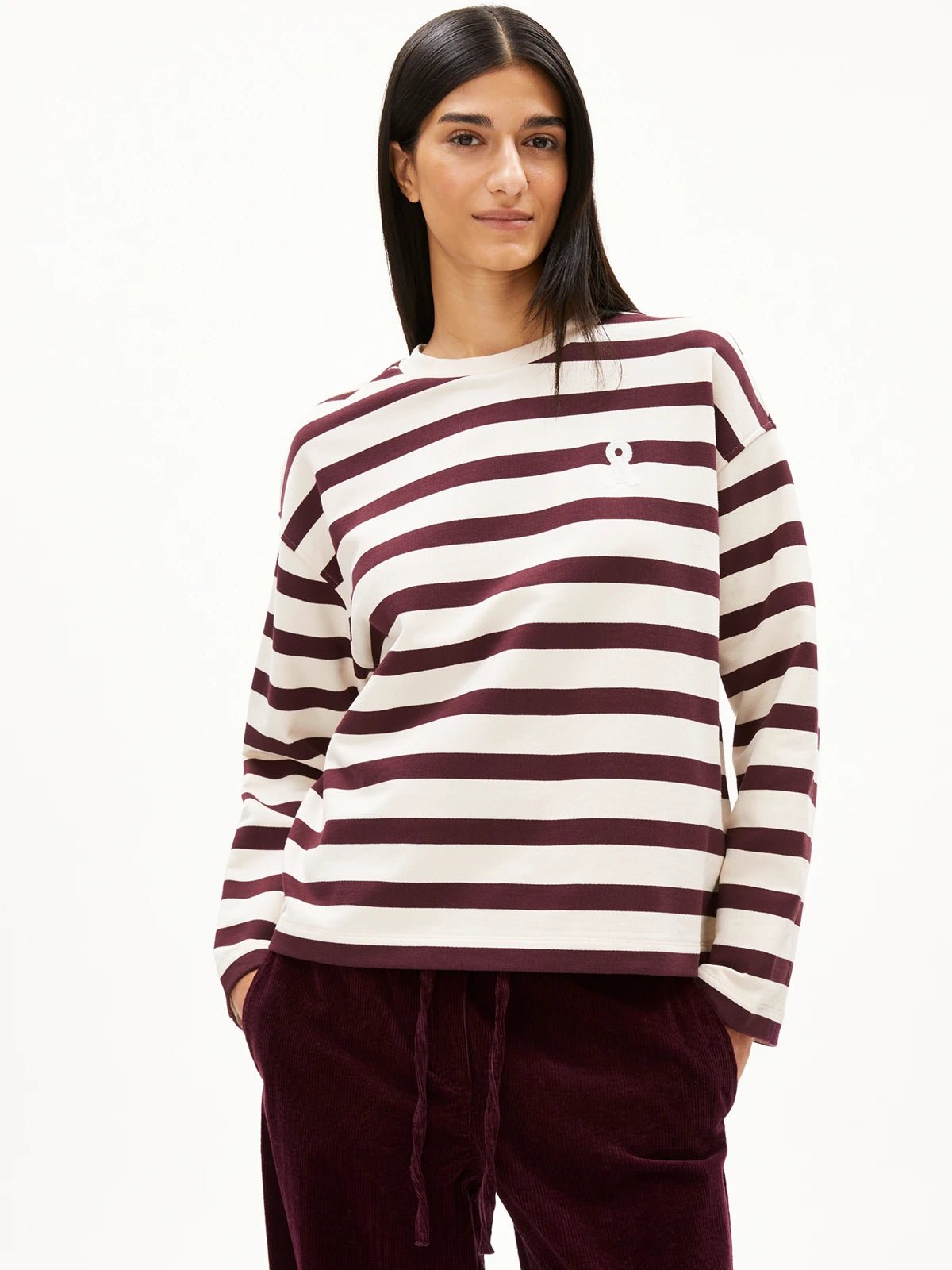 ARMEDANGELS - FRANKAA MAARLEN STRIPE Sweatshirt • undyed - dark cranberry - Pullover - ROSA ECK