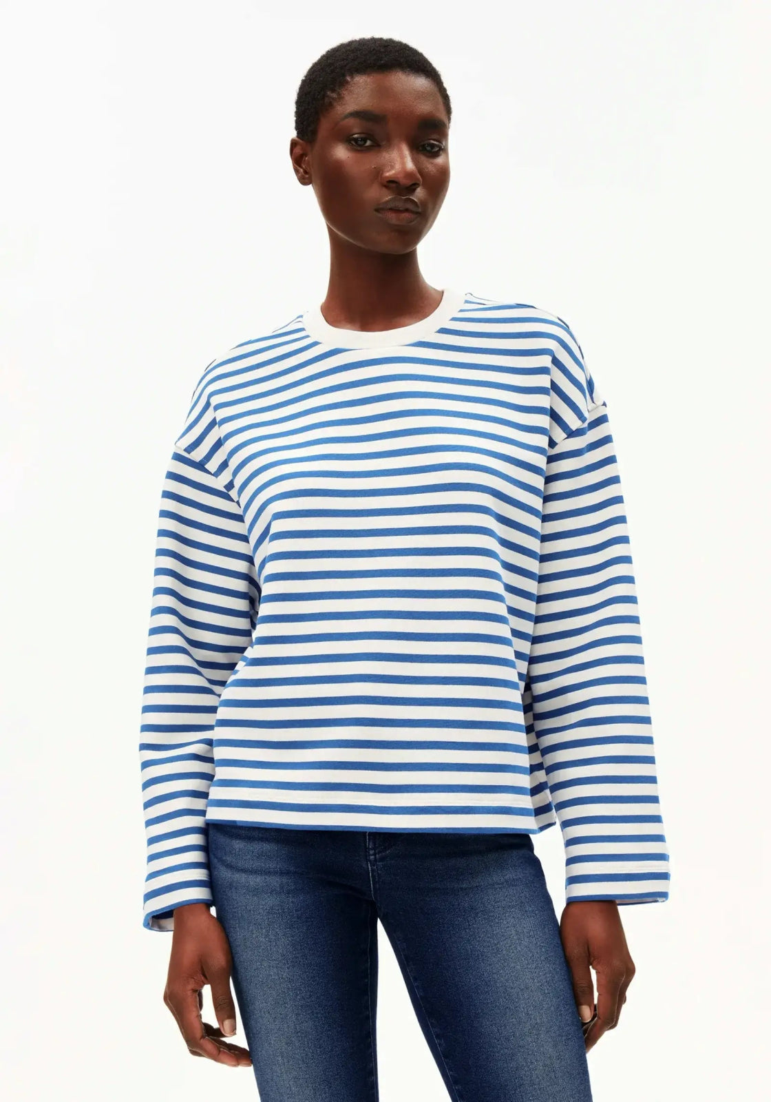 ARMEDANGELS - FRANKAA MAARLEN STRIPE Sweatshirt • undyed - dark morning - ROSA ECK Concept Store