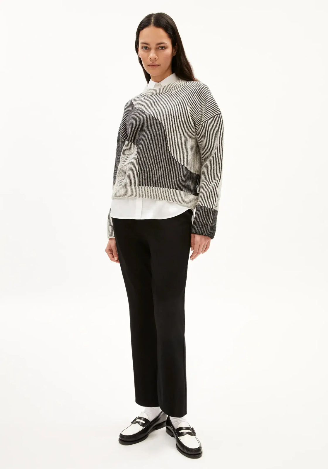 ARMEDANGELS - MAYRAA VANISE Strickpullover • black - off white - ROSA ECK Concept Store