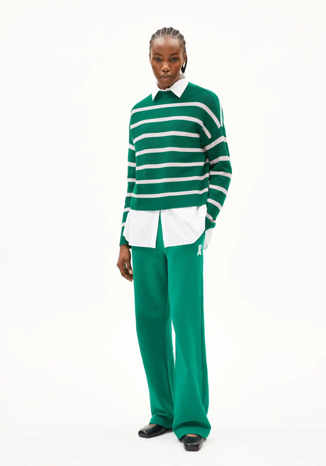 ARMEDANGELS - MERINAA STRIPES Strickpullover • emerald green - ice grape - ROSA ECK Concept Store