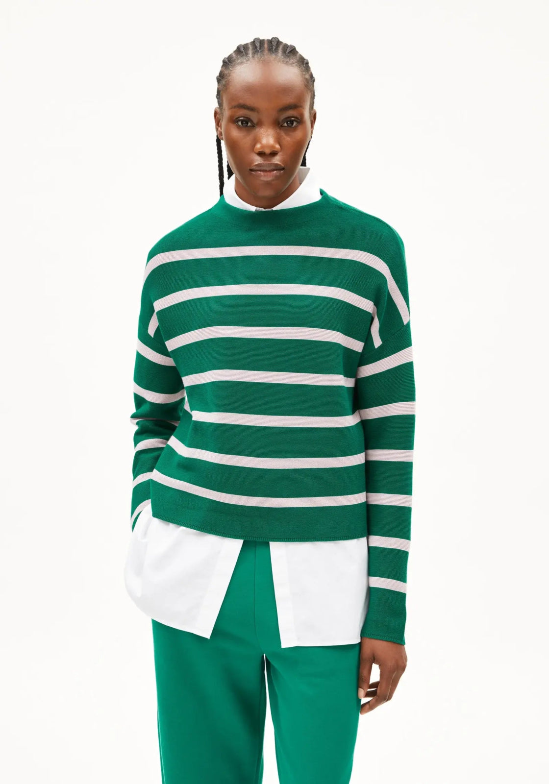 ARMEDANGELS - MERINAA STRIPES Strickpullover • emerald green - ice grape - ROSA ECK Concept Store