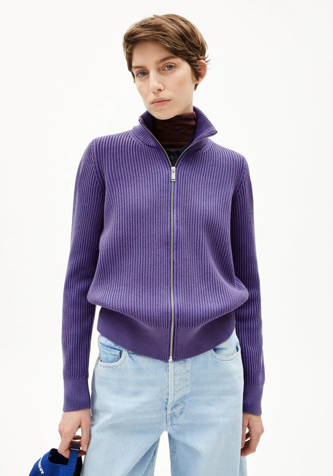 ARMEDANGELS - REBECCAA GMT DYE Cardigan • indigo lilac - Cardigan - ROSA ECK