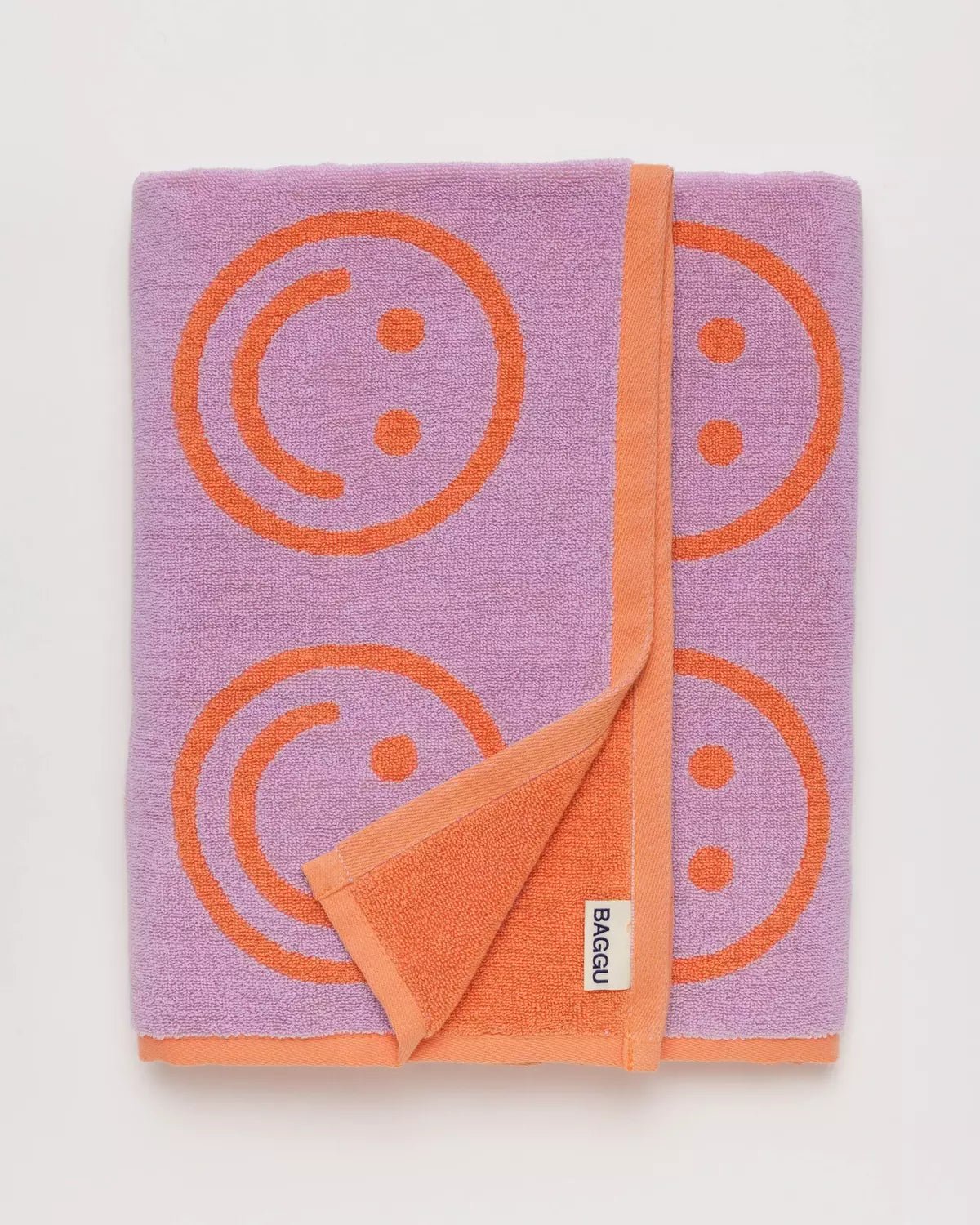 BAGGU - BATH TOWEL Badetuch | Happy Lilac - ROSA ECK - Smiley, ,