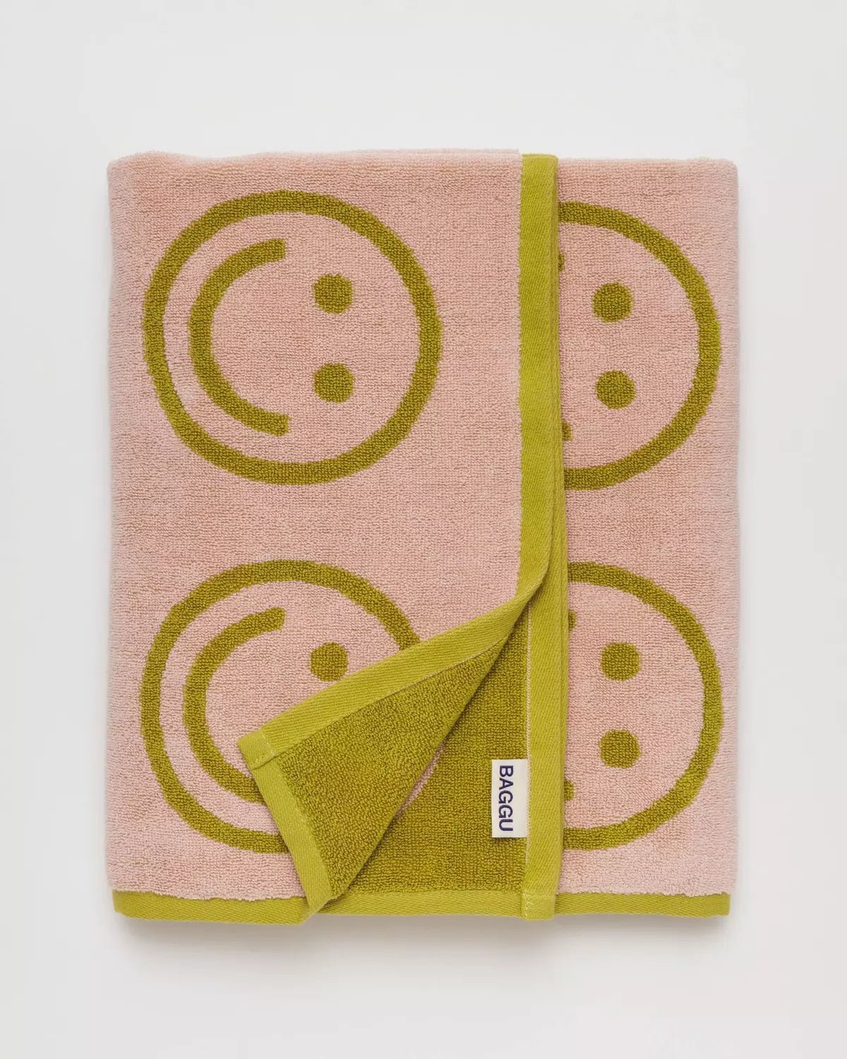 BAGGU - BATH TOWEL Badetuch | Happy Ochre - ROSA ECK - Smiley, ,