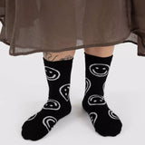 BAGGU - CREW SOCK Socken | Black Happy - ROSA ECK - Smiley, ,