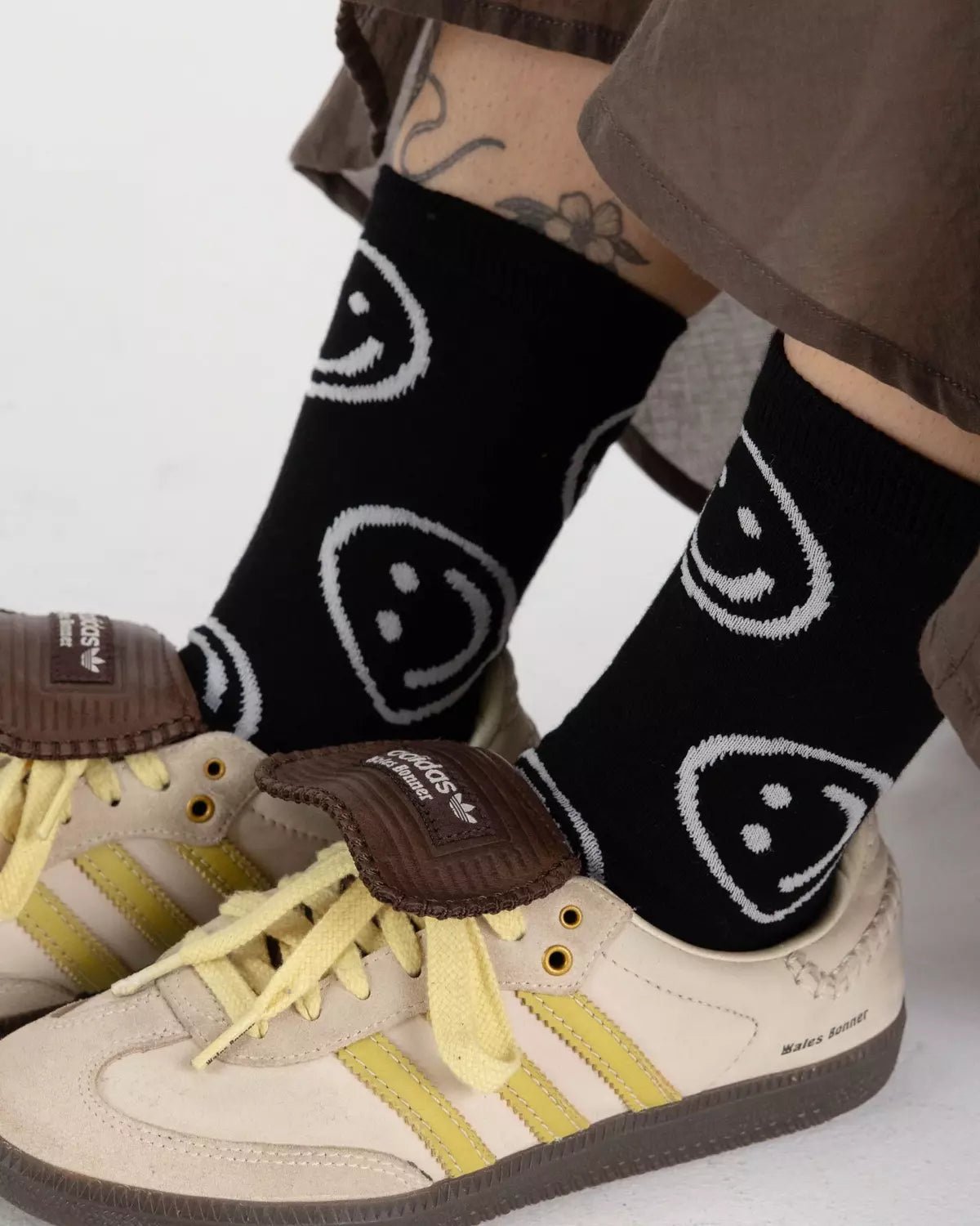BAGGU - CREW SOCK Socken | Black Happy - ROSA ECK - Smiley, ,