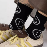 BAGGU - CREW SOCK Socken | Black Happy - ROSA ECK - Smiley, ,