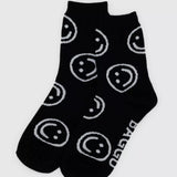 BAGGU - CREW SOCK Socken | Black Happy - ROSA ECK - Smiley, ,