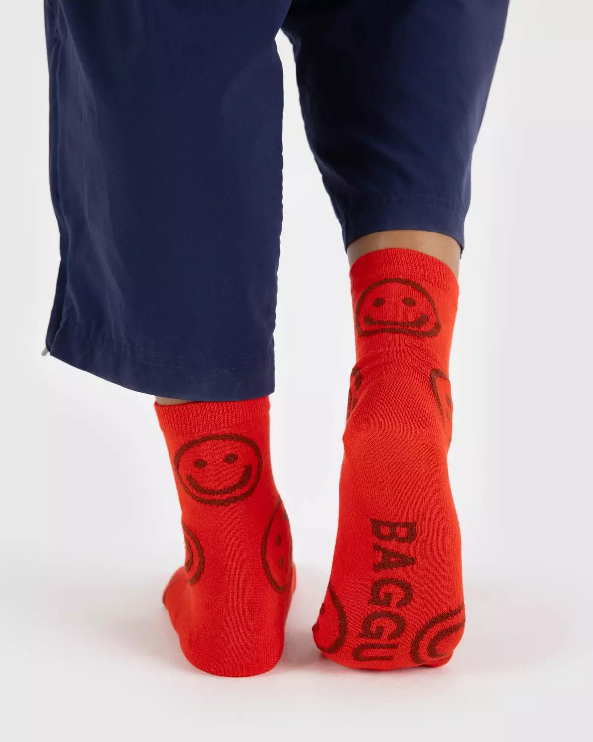 BAGGU - CREW SOCK Socken | Red Happy - ROSA ECK - Smiley, ,