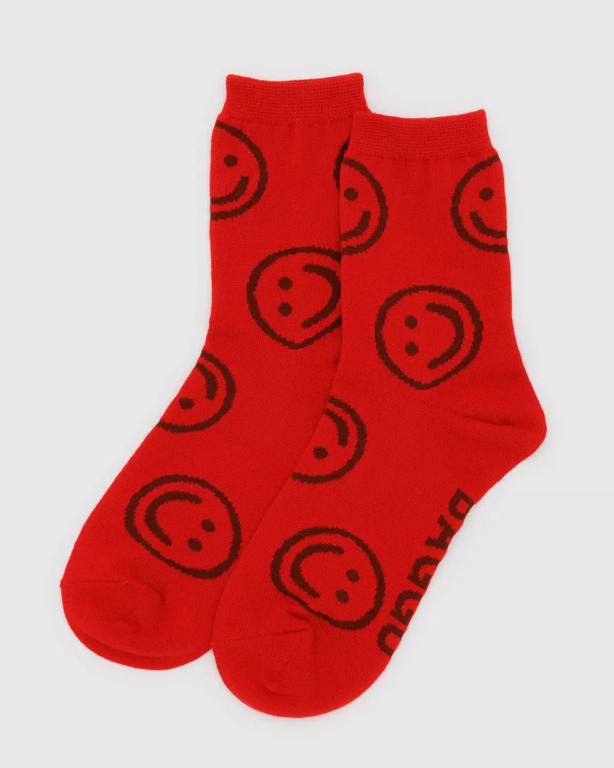 BAGGU - CREW SOCK Socken | Red Happy - ROSA ECK - Smiley, ,