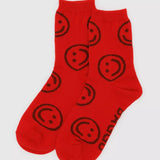 BAGGU - CREW SOCK Socken | Red Happy - ROSA ECK - Smiley, ,