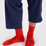 BAGGU - CREW SOCK Socken | Red Happy - ROSA ECK - Smiley, ,