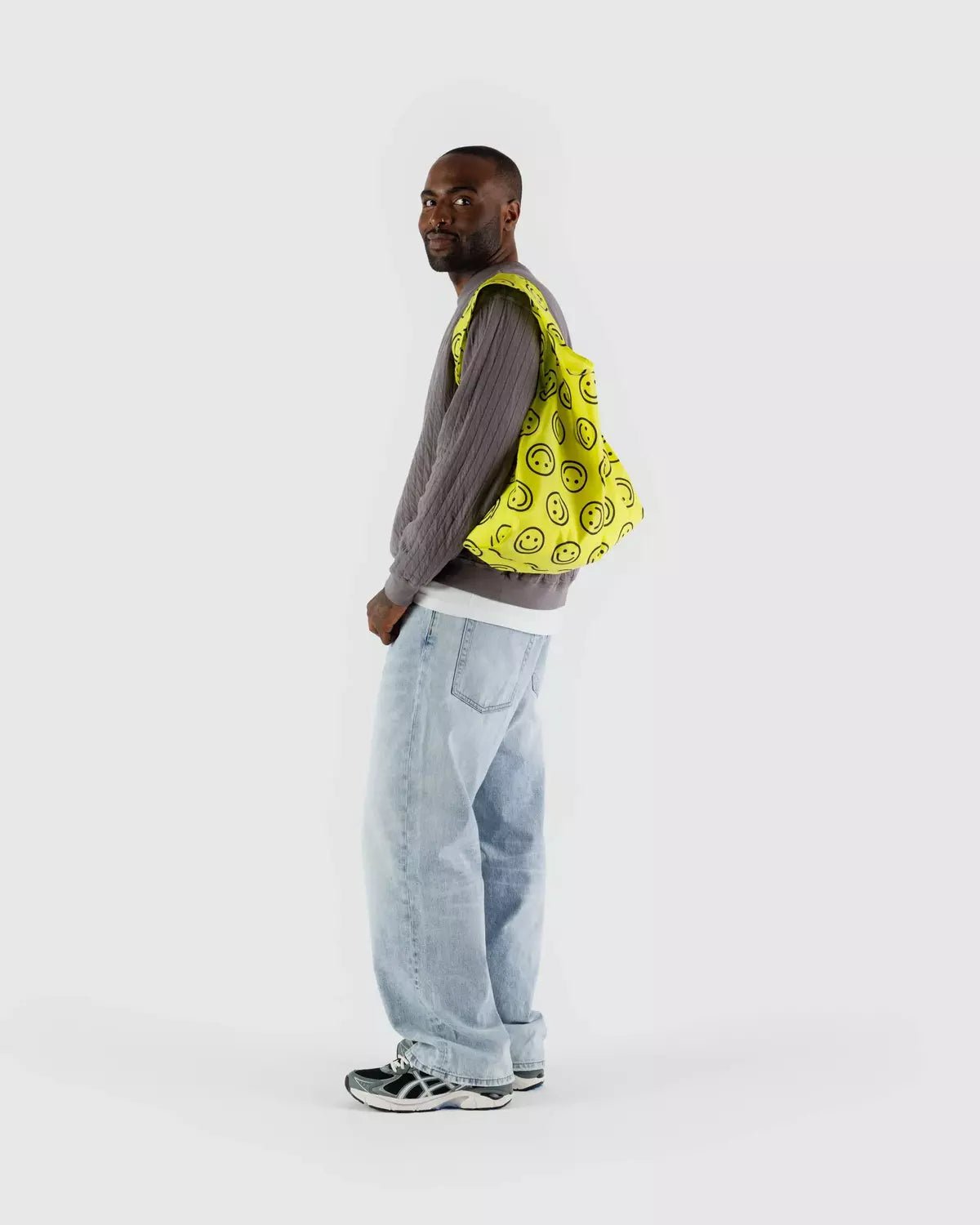 BAGGU - STANDARD BAGGU Einkaufstasche | Yellow Happy - ROSA ECK - Reusable Bag, Smiley,