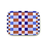 BLU KAT - CHECKER MIX Serviertablett (27 x 20 cm) • Caramel/Sky - Serviertablett - ROSA ECK