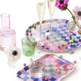 BLU KAT - CHECKER Serviertablett (27 x 20 cm) Buntes Karomuster - ROSA ECK - Bunt, ,