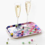 BLU KAT - CHECKER Serviertablett (27 x 20 cm) Buntes Karomuster - ROSA ECK - Bunt, ,