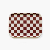BLU KAT - CHECKER Serviertablett (27 x 20 cm) | Burgunderrot//Cream - ROSA ECK - Rot, ,
