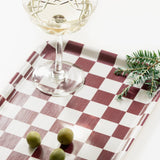BLU KAT - CHECKER Serviertablett (27 x 20 cm) | Burgunderrot//Cream - ROSA ECK - Rot, ,