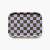 BLU KAT - CHECKER Serviertablett (27 x 20 cm) | Lila/Olive - ROSA ECK - Grün, Lila,