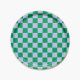 BLU KAT - CHECKER Serviertablett (⌀ 31 cm) | Grün/Blau - ROSA ECK - Blau, Grün, Holz