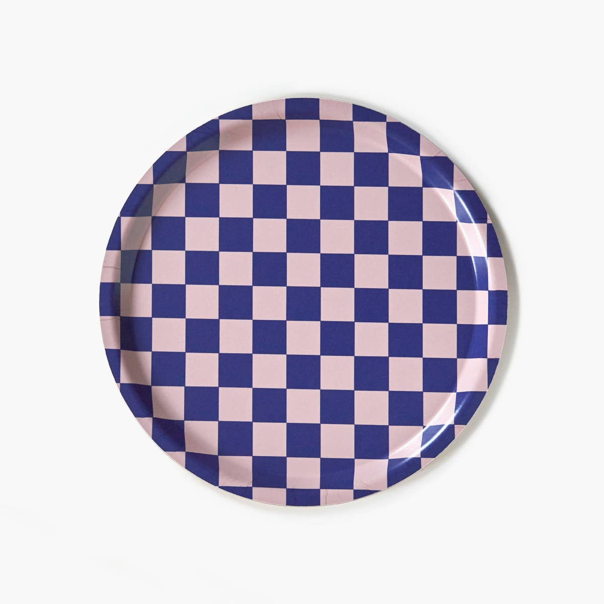 BLU KAT - CHECKER Serviertablett (⌀ 31 cm) | Indigo/Mandel - ROSA ECK - Blau, Lila,
