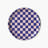 BLU KAT - CHECKER Serviertablett (⌀ 31 cm) | Indigo/Mandel - ROSA ECK - Blau, Lila,
