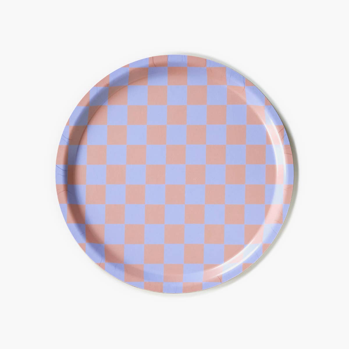 BLU KAT - CHECKER Serviertablett (⌀ 31 cm) | Lila/Pfirsich - ROSA ECK - Holz, Lila,