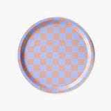BLU KAT - CHECKER Serviertablett (⌀ 31 cm) | Lila/Pfirsich - ROSA ECK - Holz, Lila,