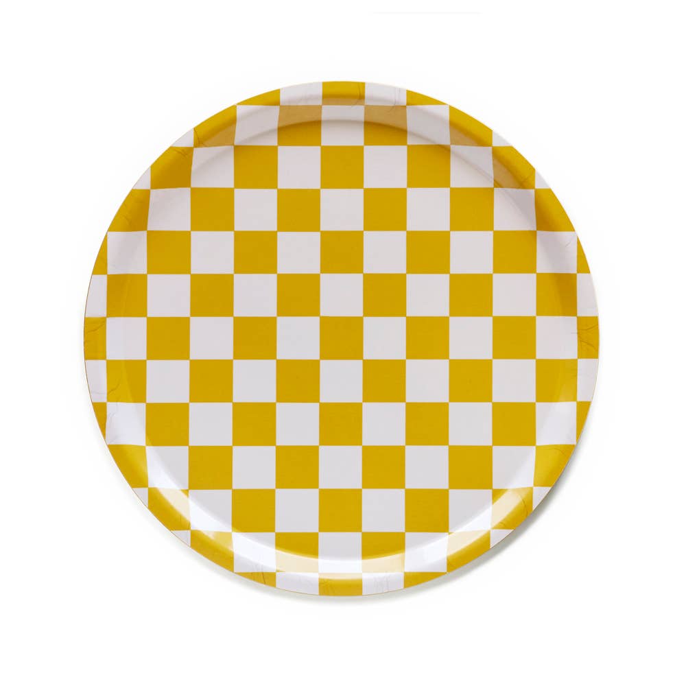 BLU KAT - CHECKER Serviertablett (⌀ 31 cm) | Mustard - ROSA ECK - Gelb, ,