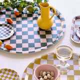 BLU KAT - CHECKER Serviertablett (⌀ 31 cm) | Mustard - ROSA ECK - Gelb, ,
