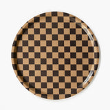 BLU KAT - CHECKER Serviertablett (⌀ 38 cm) | Chocolate/Gold - ROSA ECK - Braun, Rund,
