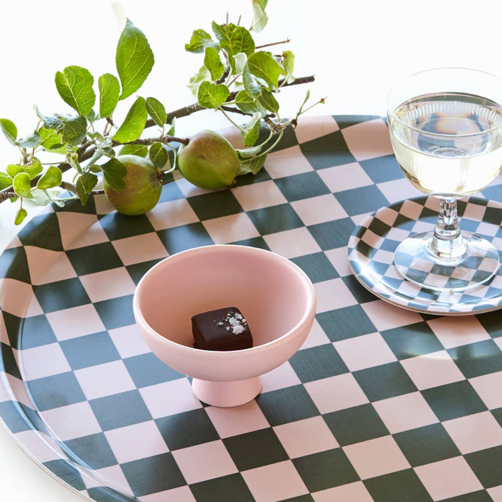 BLU KAT - CHECKER Serviertablett (⌀ 38 cm) | Olive - ROSA ECK - Grün, ,