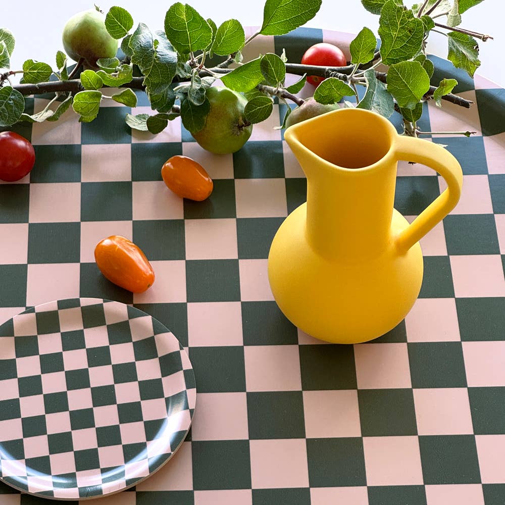 BLU KAT - CHECKER Serviertablett (⌀ 38 cm) | Olive - ROSA ECK - Grün, ,